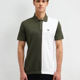 Arrow Sport Green Cotton Regular Fit Colour Block Polo T-Shirt-picture-21