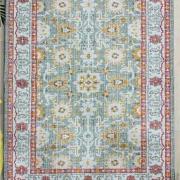Urban Space Green Chenille Ethnic Motifs Anti-Skid Carpet-12