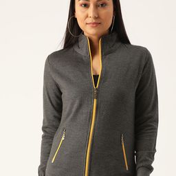 Belle Fille Women Charcoal Grey Solid Sweatshirt-image-90