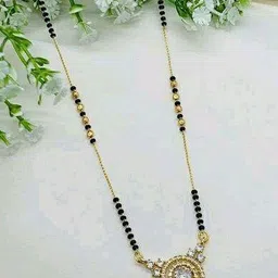 Wynona Gold-Plated American Diamond & Beaded Tanmaniya Short Mangalsutra-picture-41