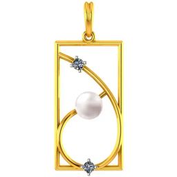 P.C. Chandra Jewellers 18k Gold & Diamond Rectangle-shaped Pendant with A Pearl for Women & Girls-16