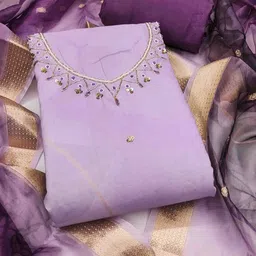 KALINI Embellished Unstitched Dress Material-image-58