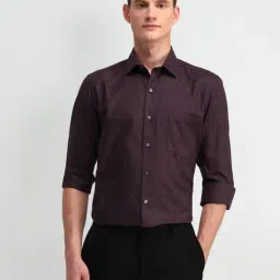 Arrow Purple Cotton Regular Fit Checks Shirt-picture-29
