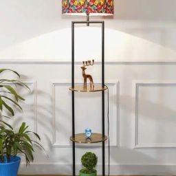 Kapoor E Illuminations Gallow Brass & Black Metal Multiutility Shelf Floor Lamp-image-75