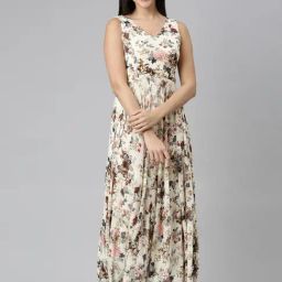 SHOWOFF Cream Floral Print Maxi Dress-picture-5