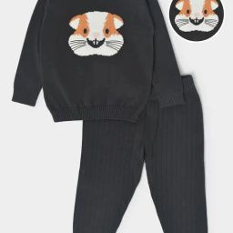MiArcus Kids Dark Grey Printed Full Sleeves T-Shirt with Pyjamas-63