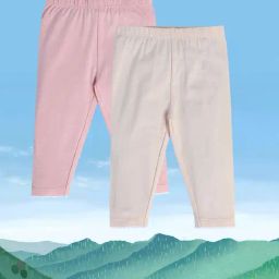 MINIKLUB Kids Cream & Pink Solid Leggings (Pack Of 2)-image-15