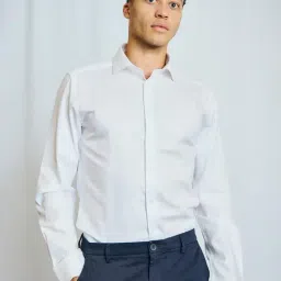 Bruun & Stengade White Cotton Modern Fit Solid Shirt-image-70
