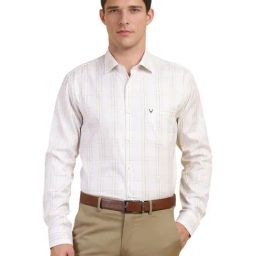 Allen Solly White Cotton Slim Fit Checks Shirt-image-105
