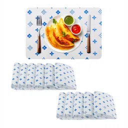 Aura 12-Pcs Blue & White Printed Table Placemats-3