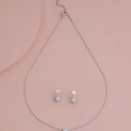 Kushal's Fashion Jewellery Rhodium-Plated Cubic Zirconia-Studded Jewellery Set-image-9