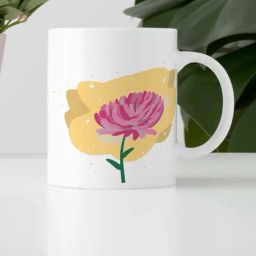 Nestroots White & Pink Stoneware Rose Elegance Coffee Mug (0.325 L)-37