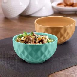 Urban Chef Brown & Blue Ceramic Handcrafted Microwave Safe Bowl (0.5 L) - Set of 2-image-119