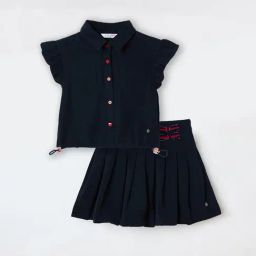 Elle Girls Blue Solid Regular Fit Skirt-picture-2