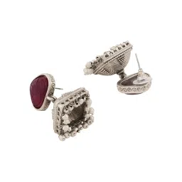 Teejh Jijabai Silver Oxidized Ruby Earrings image 5