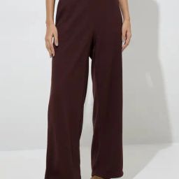 Superstar by Westside Brown Waffle-Textured High-Rise Pants-image-99