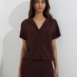 Superstar by Westside Brown Waffle-Textured Shirt-image-50