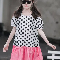 INCLUD Girls Polka Dot Print Puff Sleeve Drop-Waist Dress-picture-33