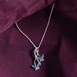 Clara 925 Silver Rhodium-Plated Swiss Zirconia Butterfly Pendant with Chain Necklace-picture-29