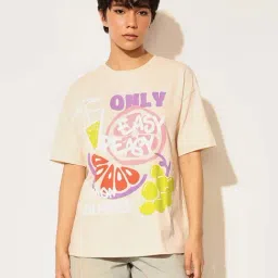 Only Beige Cotton Print T-Shirt-picture-7