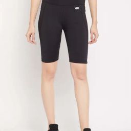 Clovia Black Regular Fit Sports Shorts-image-15