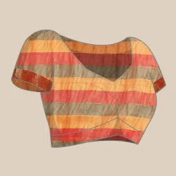 Silk Land Multicolor Check Saree With Unstitched Blouse image 5