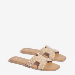 LUNA BLU by Westside Beige Pearlescent Slides-image-73