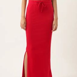Ms.Lingies Red Plain Saree Shapewear-31