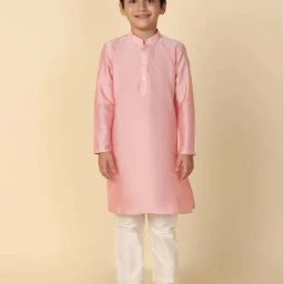KISAH Kids Pink & White Regular Fit Full Sleeves Kurta Set-image-39