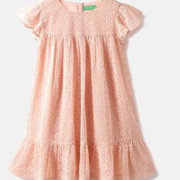 United Colors of Benetton Girls Peach Embroidered Dress-picture-7