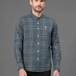 Red Tape Dark Green Cotton Polyblend Checks Regular Fit Casual Shirt-image-69