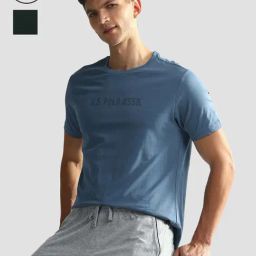 U.S. Polo Assn. Blue & Green Regular Fit Logo Print Lounge T-Shirt - Pack of 2-image-78