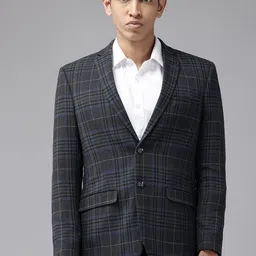 Park Avenue Slim Fit Checked Single-Breasted Blazers-image-11