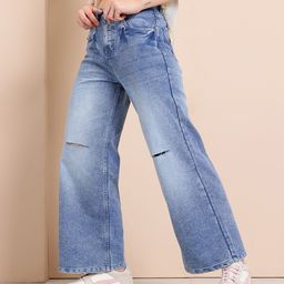 Mast & Harbour Women Wide Leg Ripped Jeans-image-84