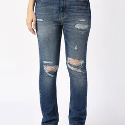 Being Human Women Slim Fit Mid-Rise Heavy Fade Mildly Distressed Jeans-picture-8