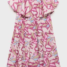 Mango Kids Girls Floral Print Flutter Sleeves Tiered Dress-picture-4