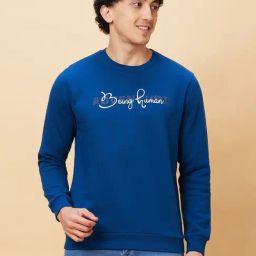 Being Human Dark Blue Oversized Print Sweatshirt-image-93
