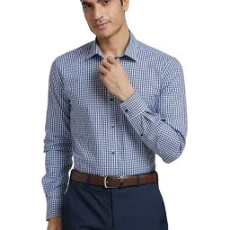 Park Avenue Medium Blue Slim Fit Checks Shirt-image-78