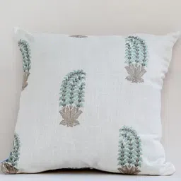 Whispering Homes Green Fleur Embroidered Cushion Cover-image-19