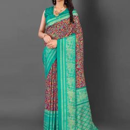 Saree Mall Purple Printed Sarees With Unstitched Blouse-picture-37