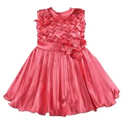 Wish Karo Kids Tomato Red Applique Frock-picture-3