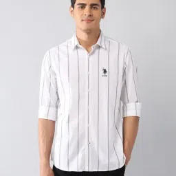 U.S. Polo Assn. Denim Co. White Cotton Regular Fit Striped Shirt-picture-29