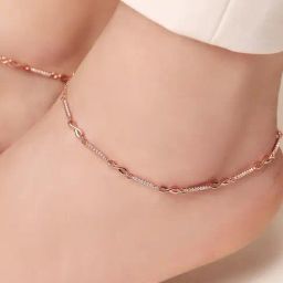 Zavya Infinity Cubic Zirconia Rose Gold Plated 925 Sterling Silver Anklet-image-20