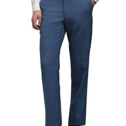 Louis Philippe Blue Regular Fit Checks Trousers-image-88