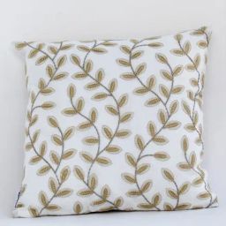 Whispering Homes Yellow Osage Designer Tawny Embroidered Cotton Cushion Cover-image-35