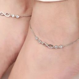 Zavya Infinite Sparkle Rhodium-Plated 925 Sterling Silver Anklet-image-64