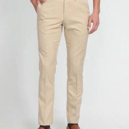 Arrow Beige Regular Fit Self Pattern Trousers-image-119