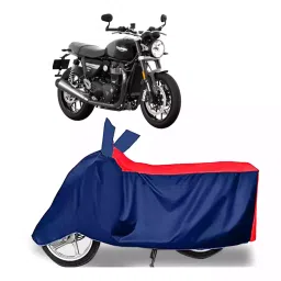 Auto Pearl Two Wheeler Cover with Bag for Triumph Speed Twin BS6, Red & Blue-image-12