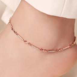 Zavya Infinity Cubic Zirconia Rose Gold Plated 925 Sterling Silver Anklet-image-19