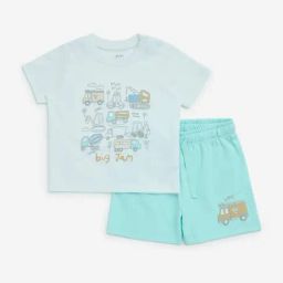 HOP Baby by Westside Multicolour Printed Cotton T-Shirt with Shorts Set-image-39